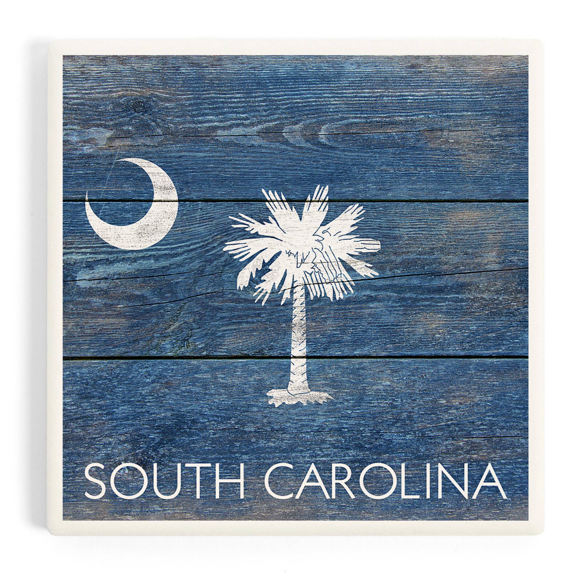 Rustic South Carolina State Flag Ceramic Coaster