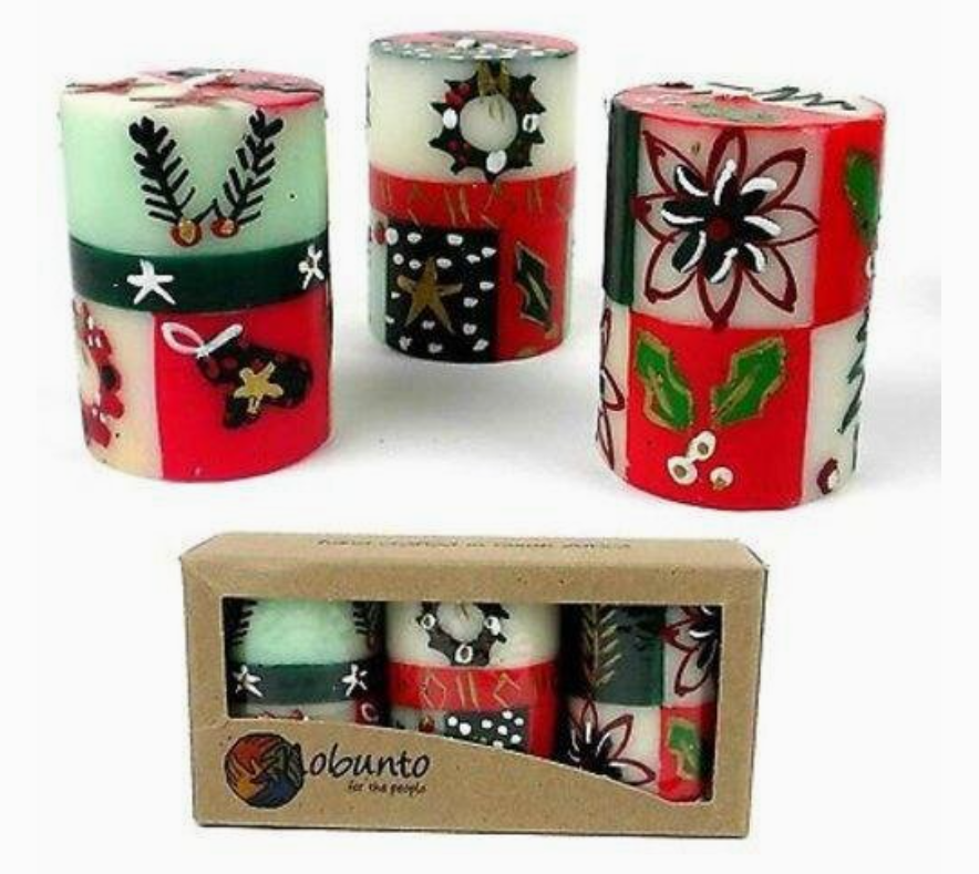 Ukhisimusi Hand Painted Voltive Candles - Set of 3