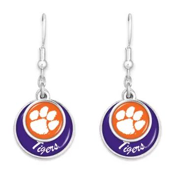 Clemson Tigers Stacked Disk Earrings