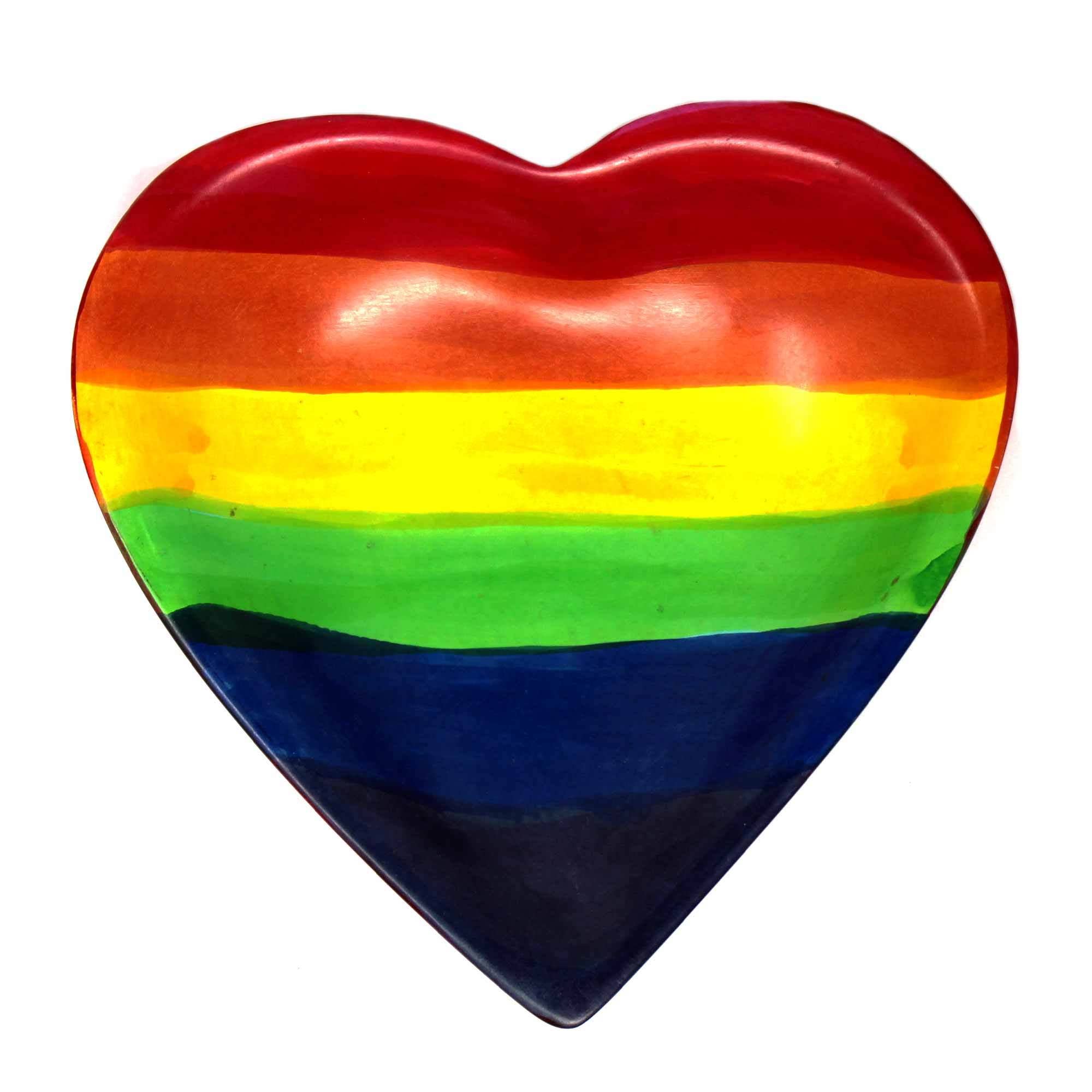Rainbow Soapstone Heart Trinket Bowl - Medium