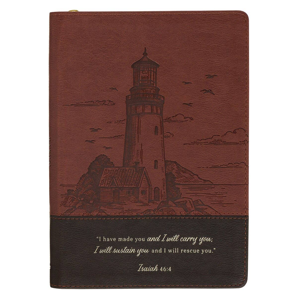 Journal Classic Zip Two-tone Brown I Will Carry You Isa 46:4