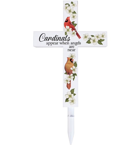 "Cardinals Appear" Solar Cross Stake