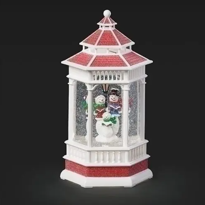 10.5"H Lighted Swirl Gazebo with Snowman Carolers