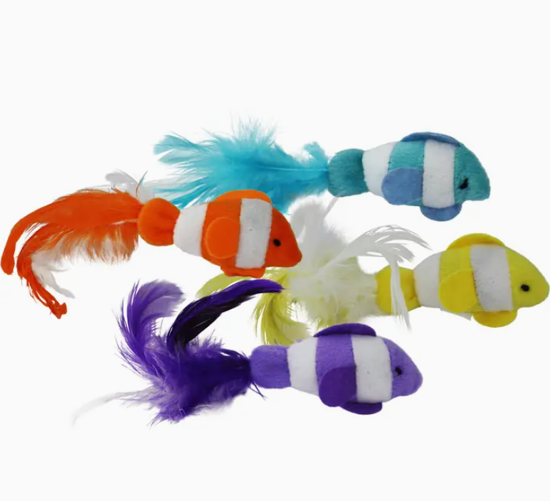 Multipet Clown Fish Cat Toy Assorted Colors 2pk 6"