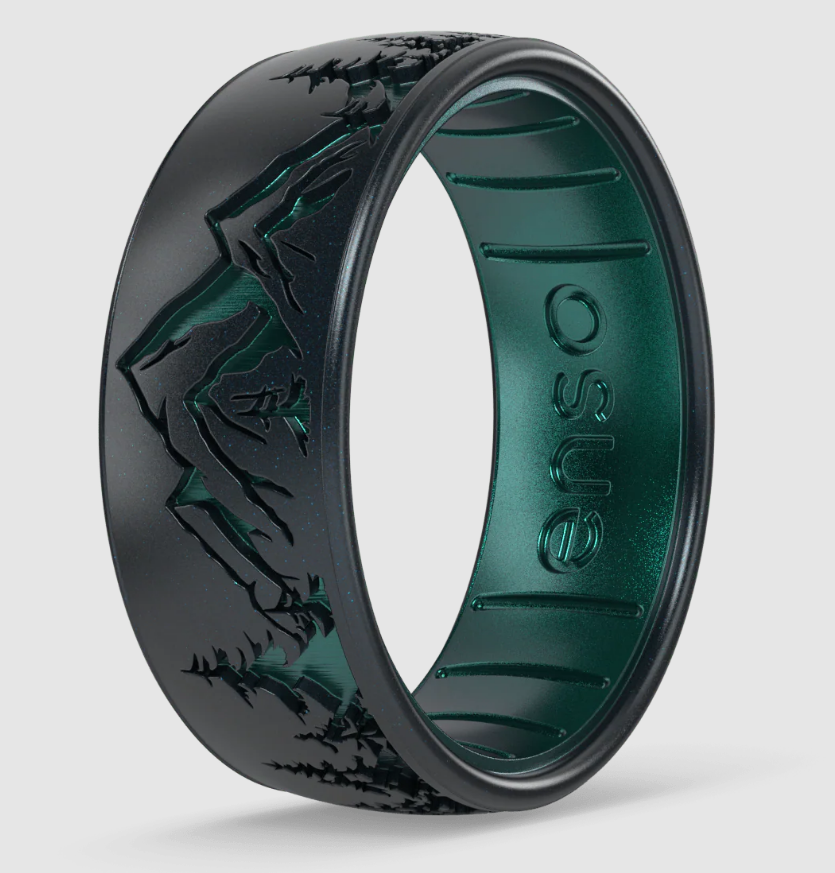 Etched Silicone Ring - Peak - Black Pearl/Emerald - 10