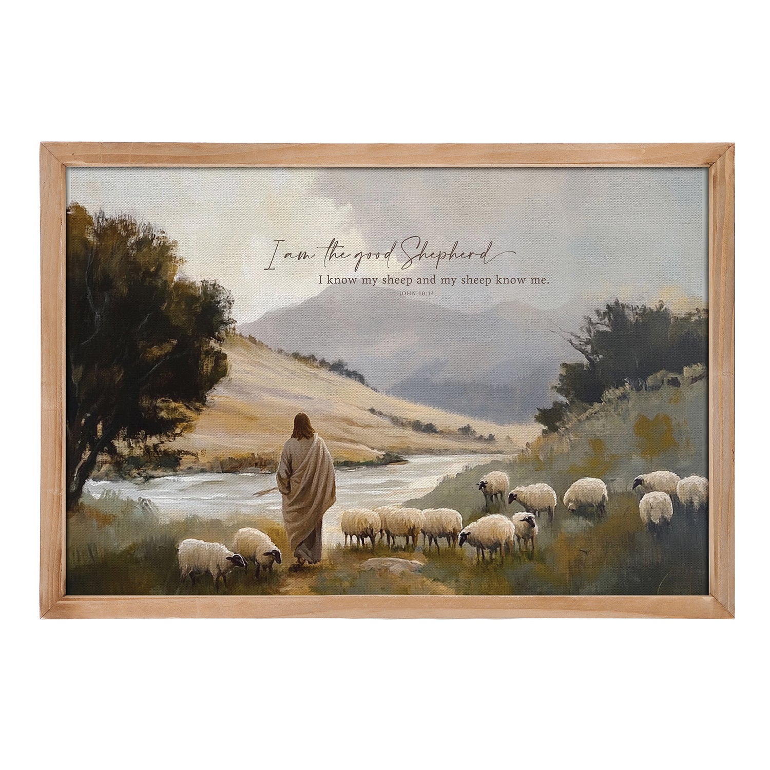 P. Graham Dunn Premier Framed Canvas – The Good Shepherd Wall Art, 24 x 16 Inch