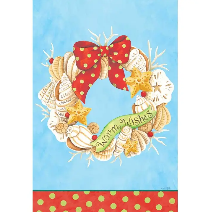 Warm Wish Coastal Wreath Garden Flag