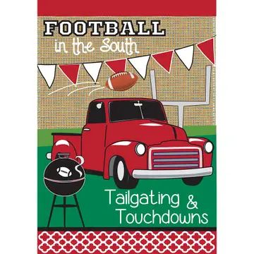 Red & White Tailgate Time Garden Flag