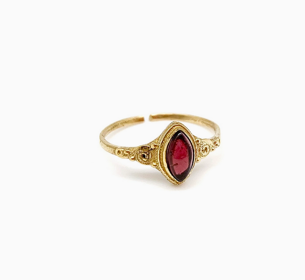 Tanvi Collection Ring - Gold Marquise with Garnet